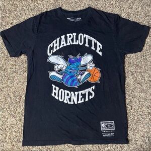 Charlotte Hornets T-Shirt Mitchell & Ness Basketball NBA Black Graphic Men Sz L